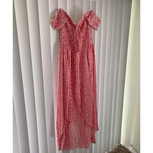 Salty Lemon M Coral Print Dress